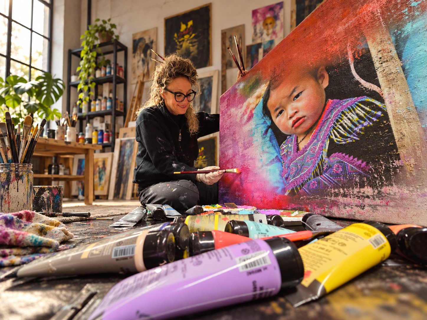 Claudia Cavalleri nel suo atelier